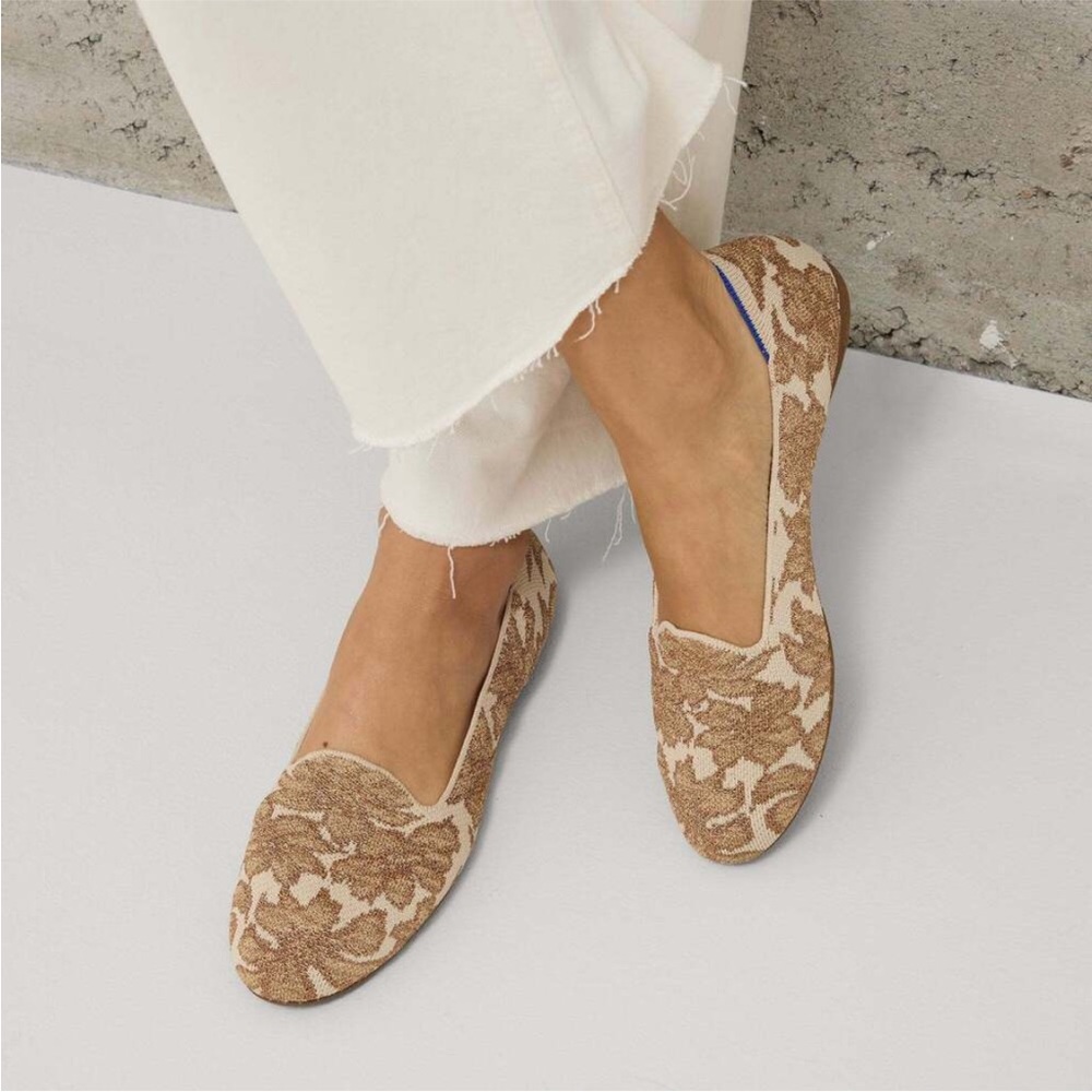 NWOT Rothy's The Lounge Loafer Gold Chantilly size 7